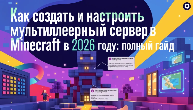 Обложка: Как создать и настроить мультиплеерный сервер в Minecraft в 2026 году: полный гайд
